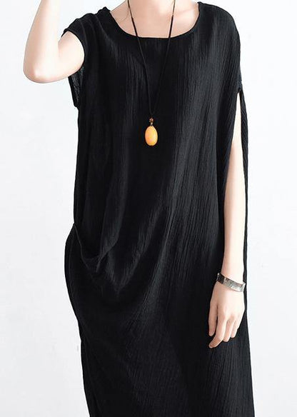2021 Summer New Cotton Hemp Art Loose Asymmetric Dress