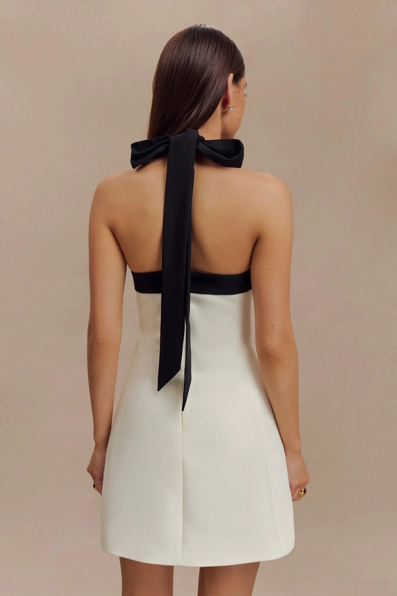 Cara Contrast Suiting Mini Dress - Black/White