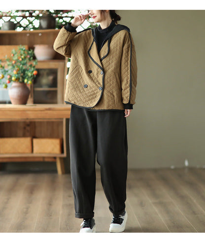 Retro Fashion Double Breasted Casual Fake Two Piece Coat