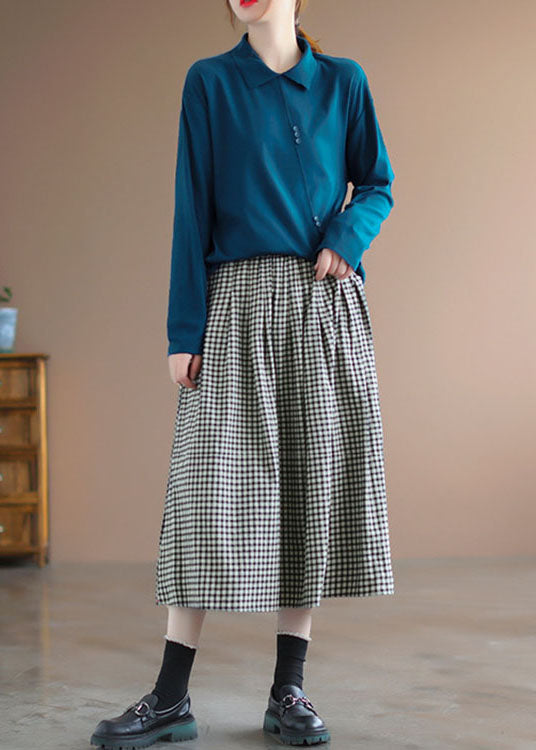 Handmade Red Plaid Circle A Line Casual Spring Skirts