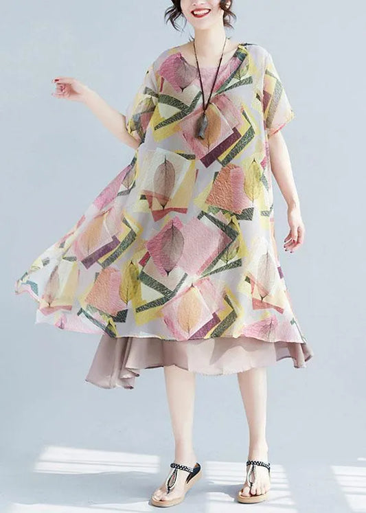 French o neck large hem clothes Neckline floral Dresses