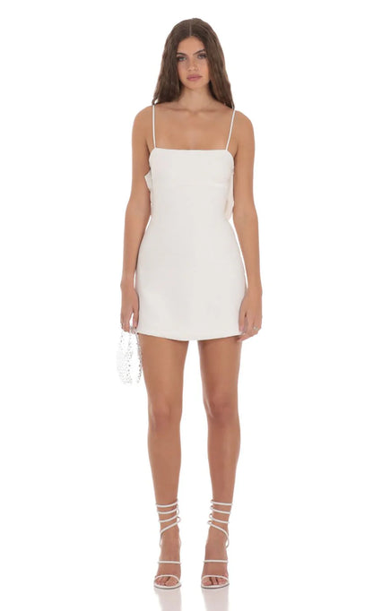 Back Bow Dress in White