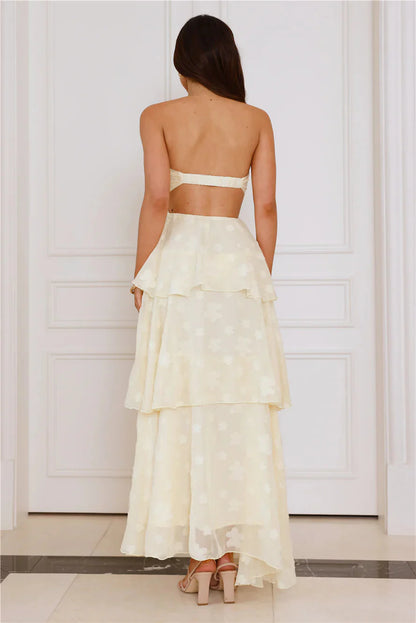 Tranquil Twilight Strapless Maxi Dress Yellow