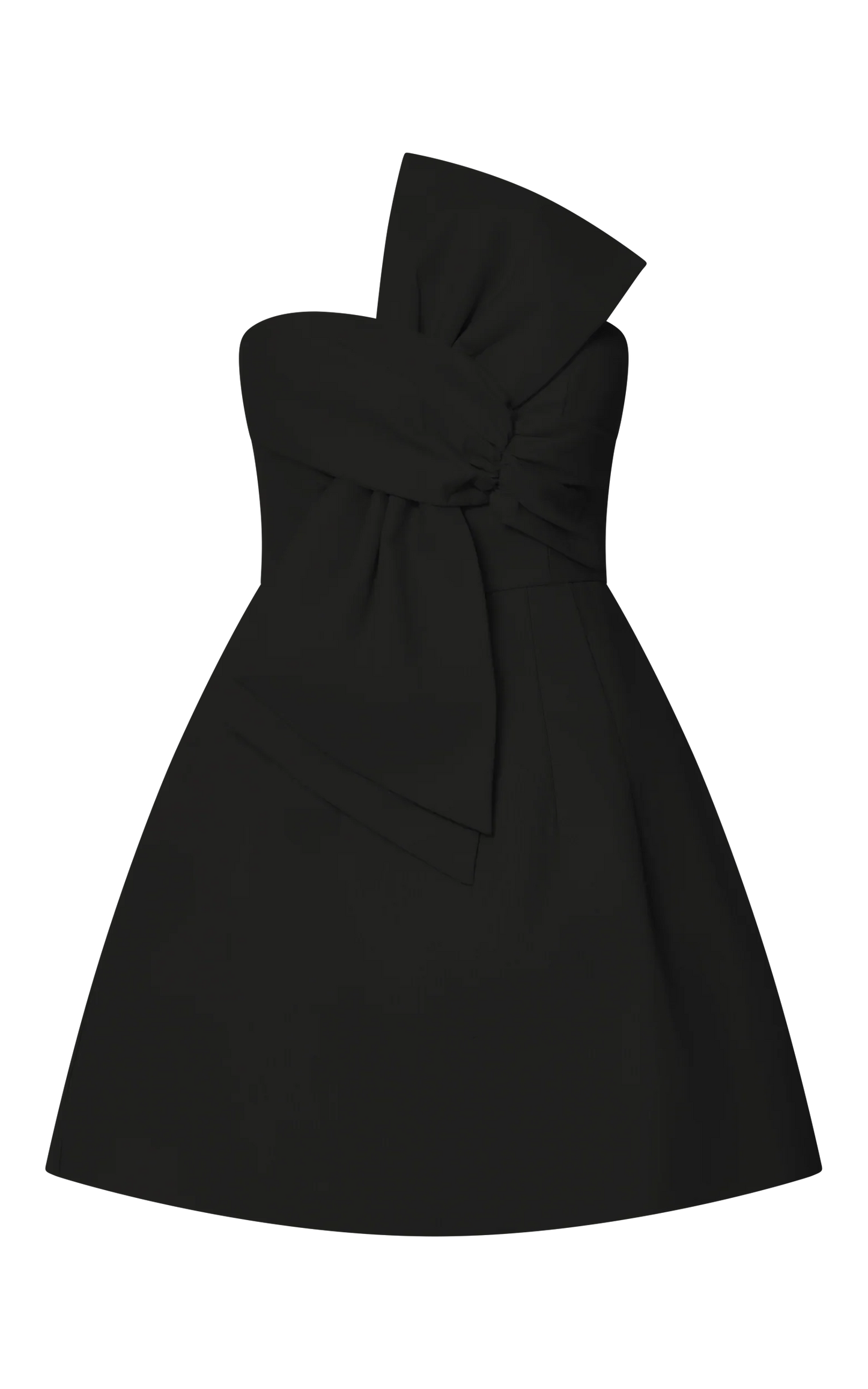 Chika Mini Dress Linen Strapless Front Bow Dress in Black