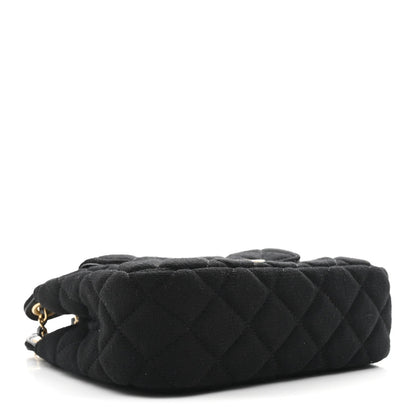 Jersey Quilted Small Wavy CC Hobo Black