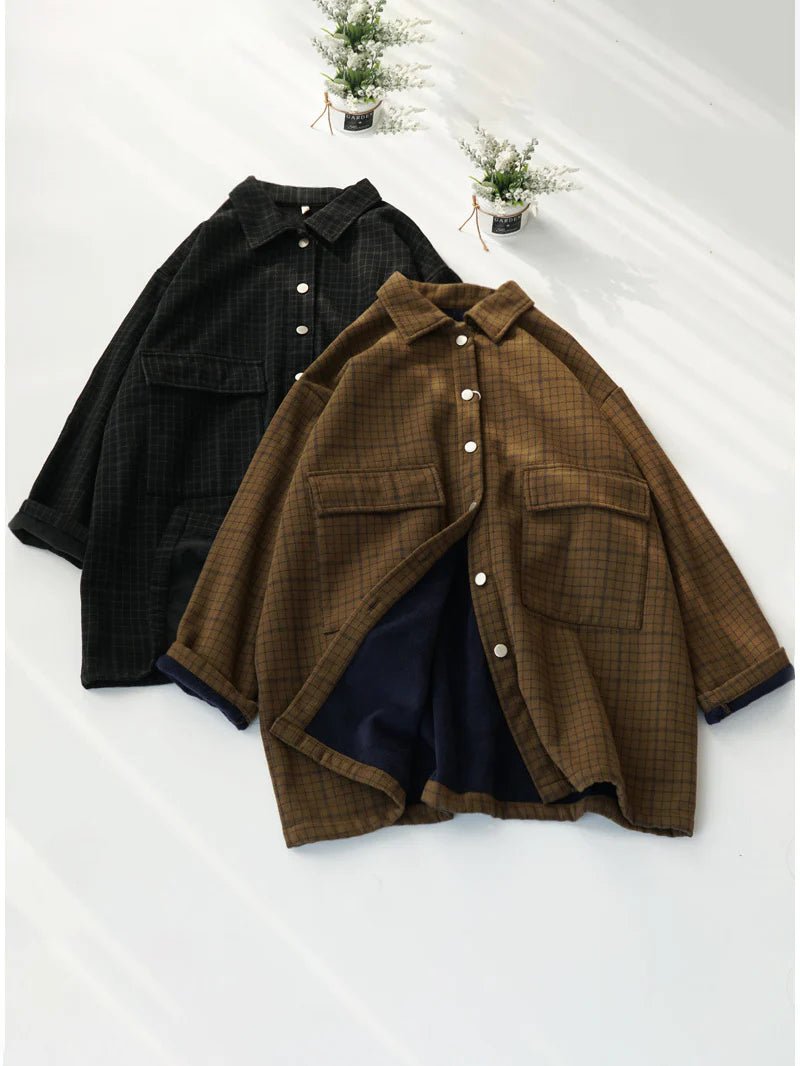 Vintage Loose Plaid Print Single Breasted Coat