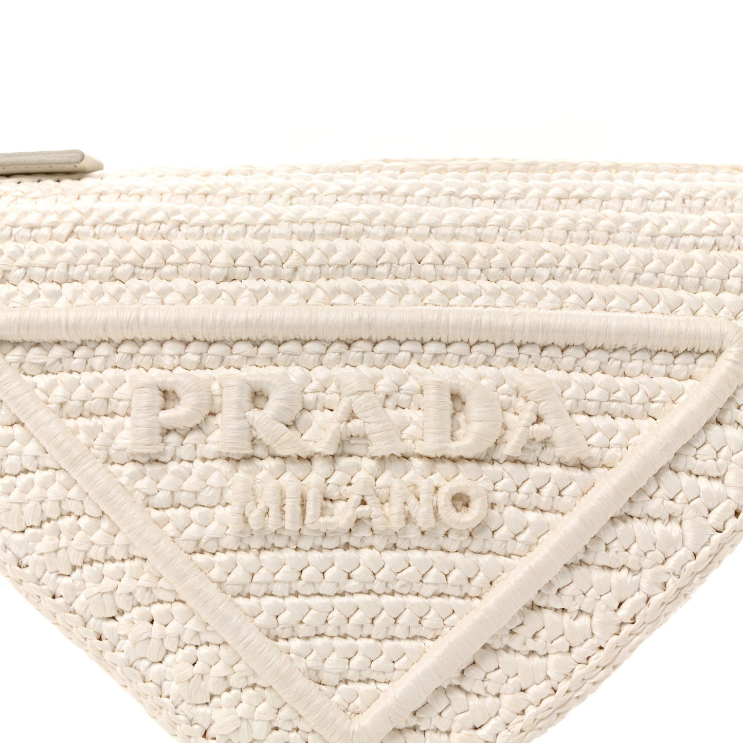 Yarn Raffia Effect Crochet Triangle Shoulder Bag White