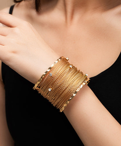 Bohemian Gold Metal Zircon Line Cuff