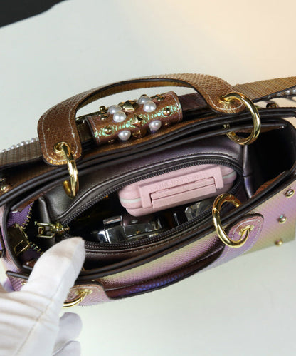 Fashion Butterfly Zircon Rivet Faux Leather Women Handbags