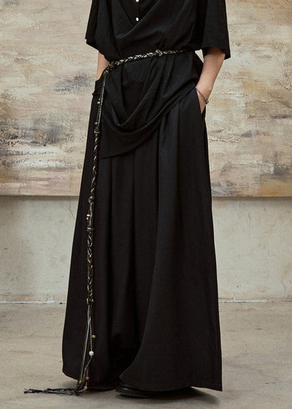 French Coffee Pockets High Waist Spandex Wide Leg Pants