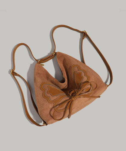 New Brown Butterfly Faux Leather Backpack Bag