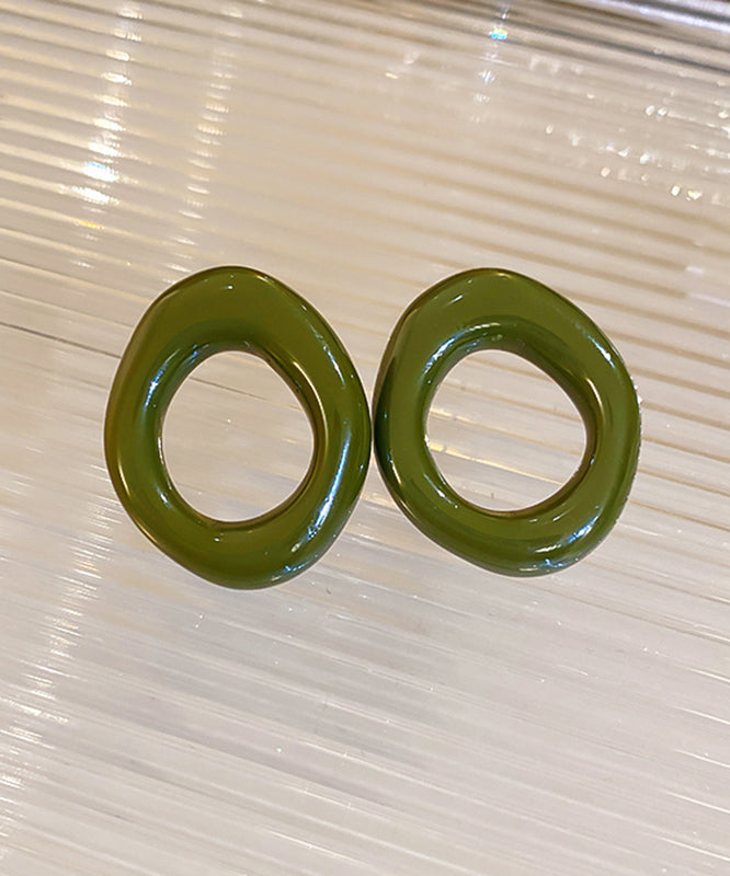 Casual White Alloy Resin Hollow Out Hoop Earrings