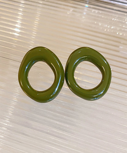 Casual White Alloy Resin Hollow Out Hoop Earrings