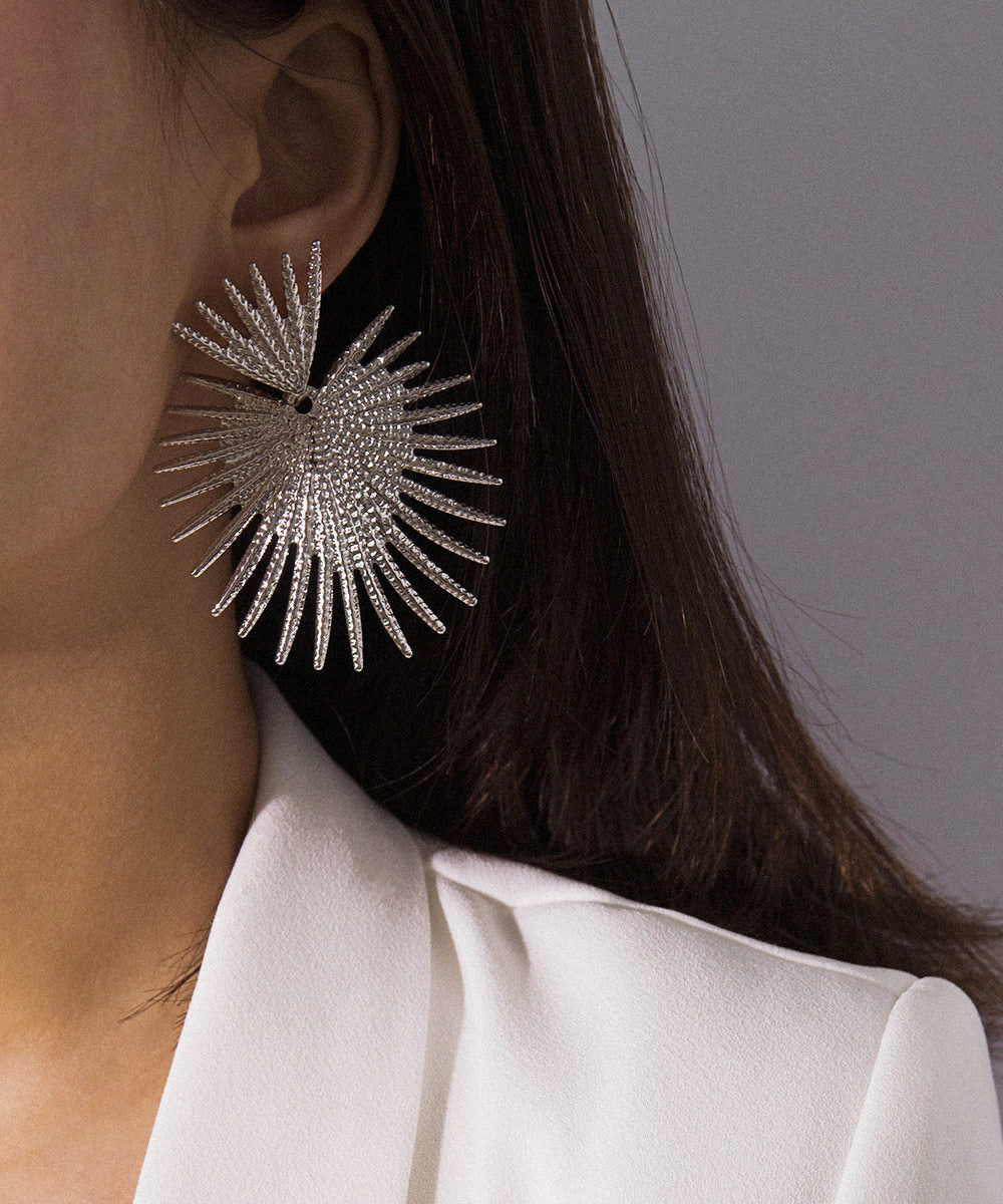 Oversize Gold Metal Asymmetrical Fan Blade Stud Earrings
