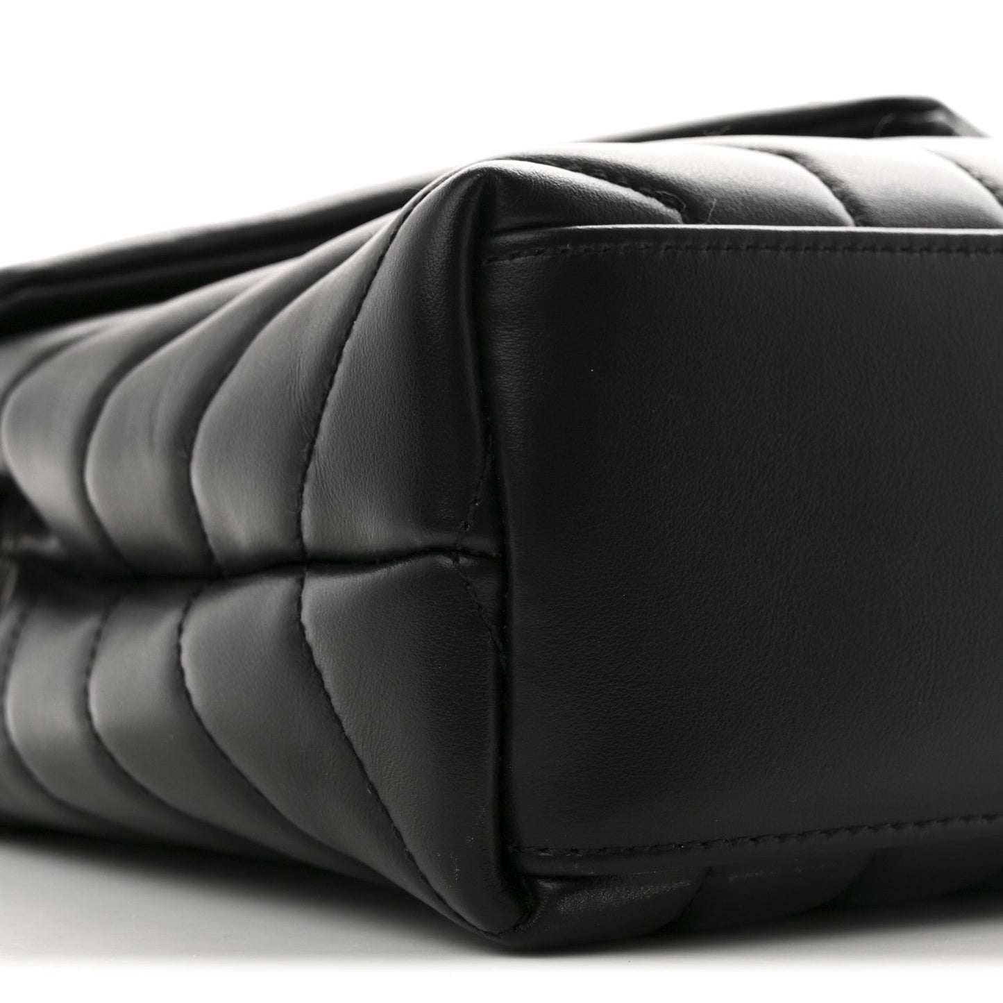 Calfskin Y Quilted Monogram Small Loulou Chain Satchel Black