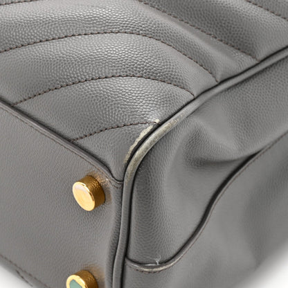 Grain De Poudre Matelasse Chevron Monogram Shopping Bag Fog