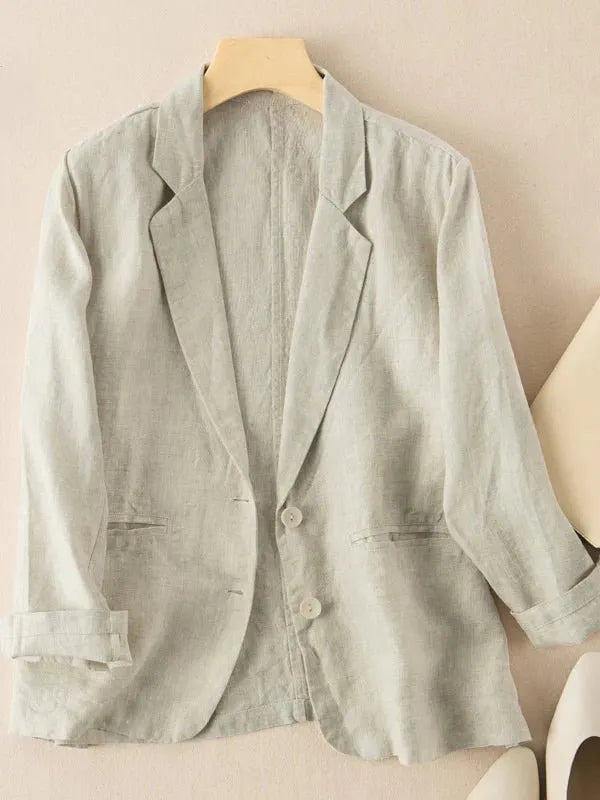Casual Linen Long Sleeve Cropped Blazer