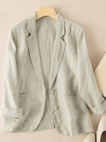 Casual Linen Long Sleeve Cropped Blazer