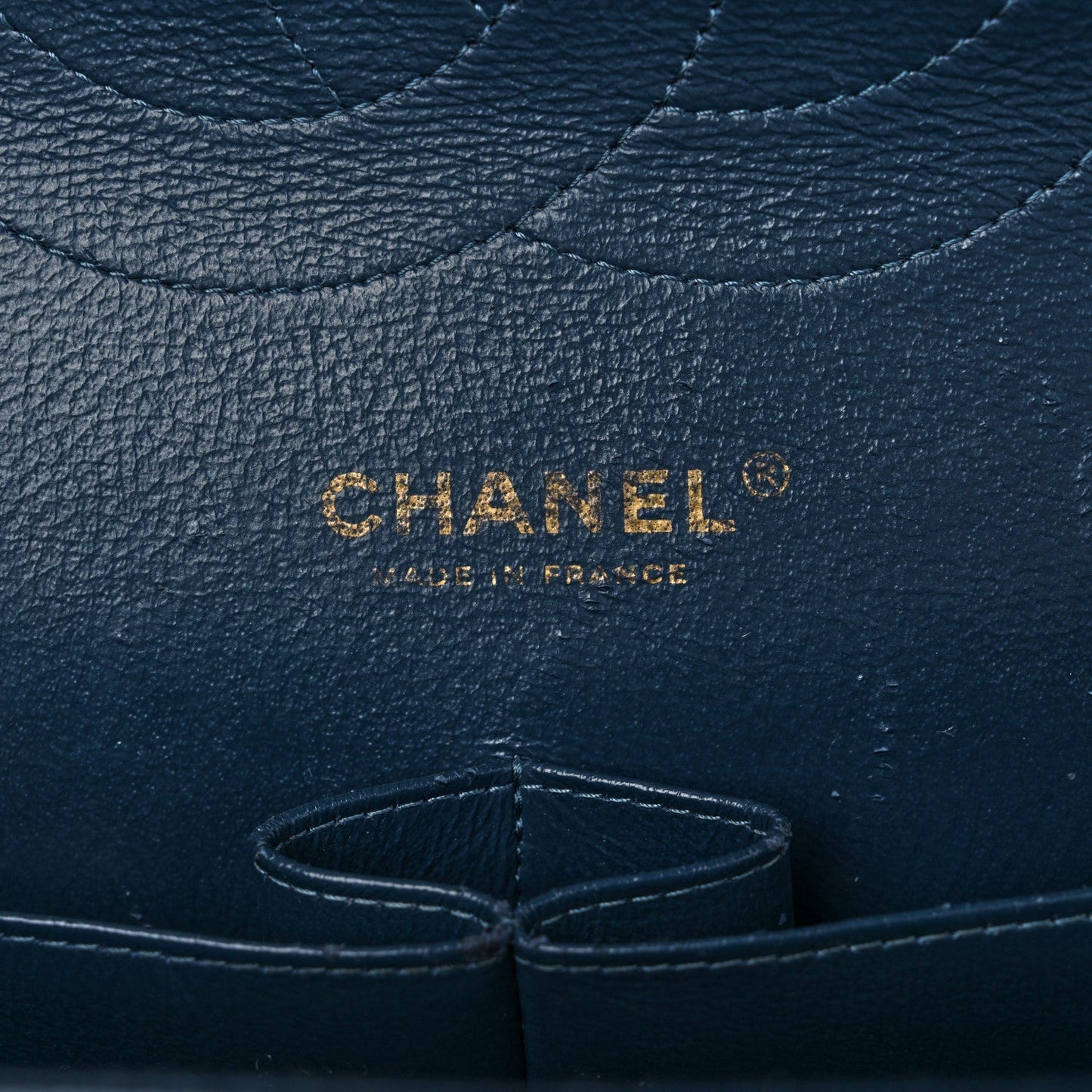 Metallic Caviar Quilted Jumbo Double Flap Dark Blue