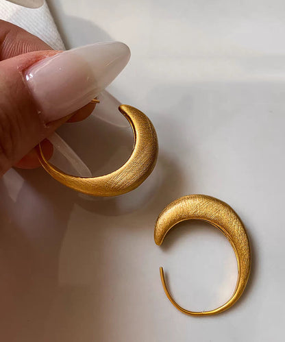Original Design Gold Metal Overgild C-Shaped Hoop Earrings