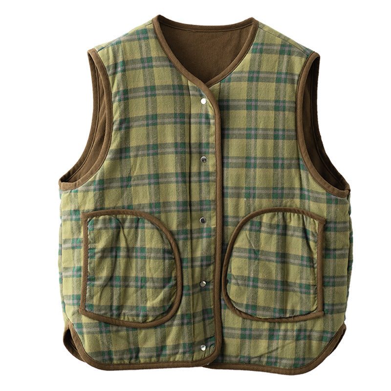 Double Sided Vest Brushed Quilted Padded Thick Sleeveless Vest