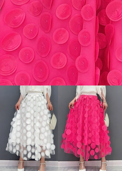 Fashion Red Elastic Waist Tulle A Line Skirt Spring