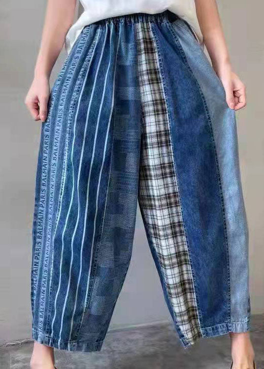 Fine Blue Patchwork fashion denim Pants