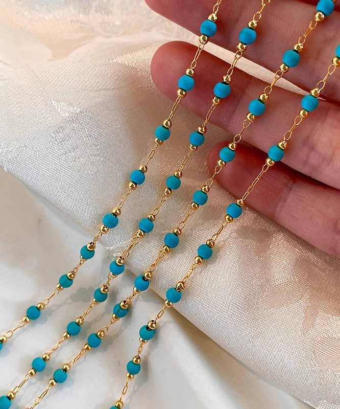 Chic Turquoise Stringing Beads Paitings Adjustable Copper Necklace