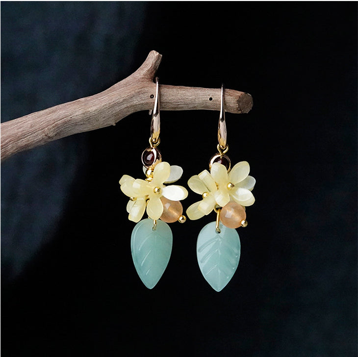 Glazed Osmanthus Small Fresh Forest Earrings