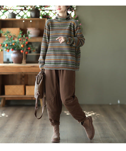 Vintage Cotton Knit Jacquard Turtleneck