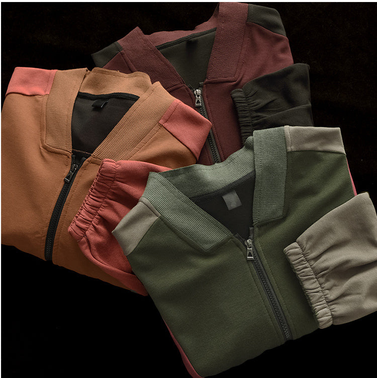 Retro Color-Blocking Loose Long-Sleeved Casual Literary Jacket