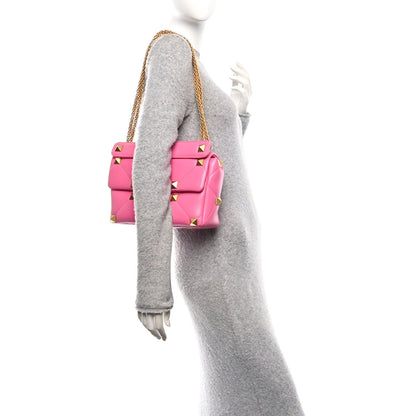 Nappa Large Roman Stud Shoulder Bag Feminine Pink