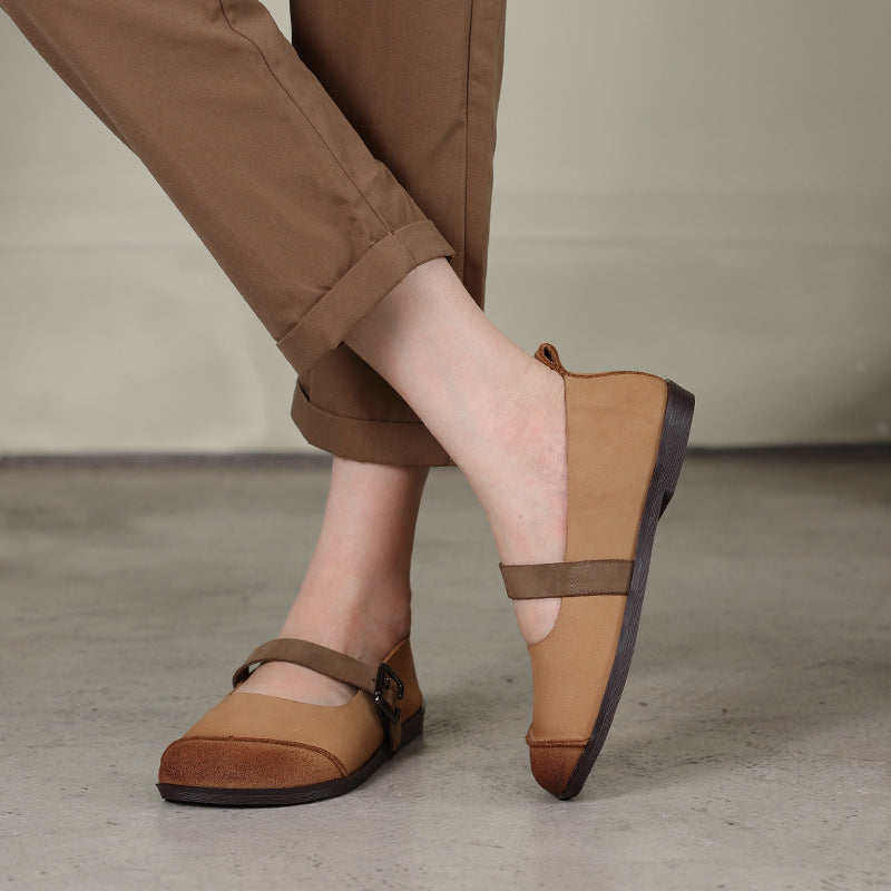 Women Summer Retro Leather Flat Casual Loafers