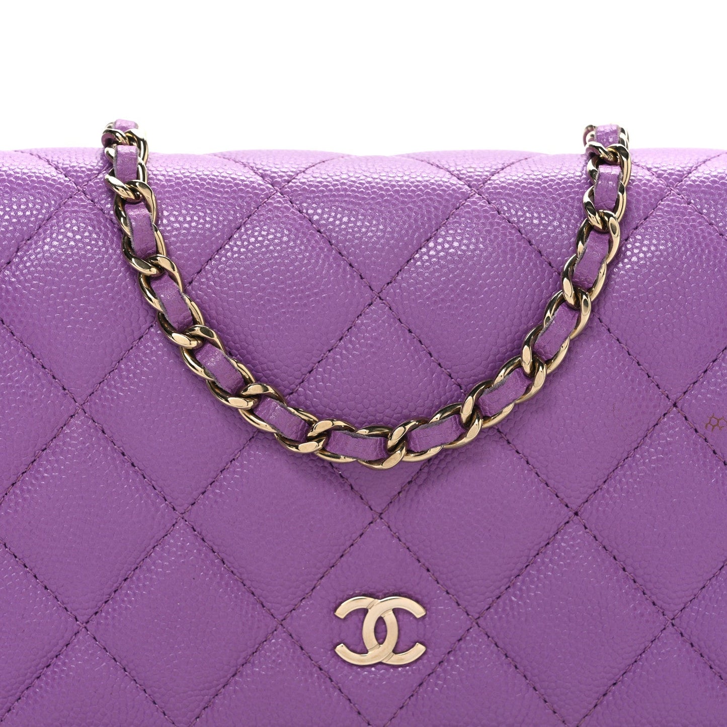 Caviar Quilted Wallet On Chain WOC Purple