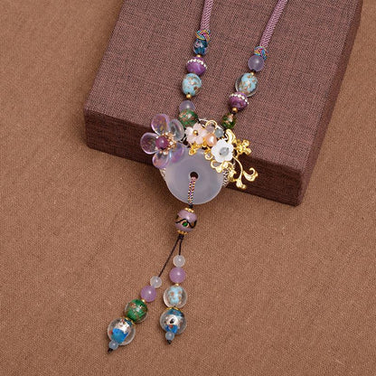 Women Amethyst Handmade Woven Vintage Pendant Necklace
