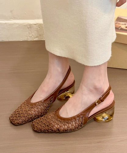 Women Comfy Brown Splicing Chunky Sandals