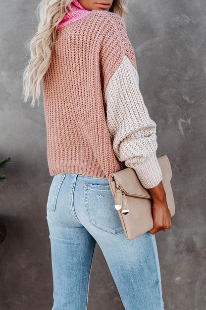 Turtleneck Color Block Casual Sweater