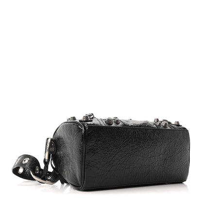 Agneau Arena Mini Le Cagole Duffle Crossbody Bag Black