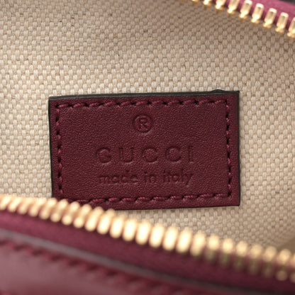 GG Supreme Monogram Textured Dollar Calfskin Web Super Mini Ophidia Top Handle Bowler Bag Rosso Ancora