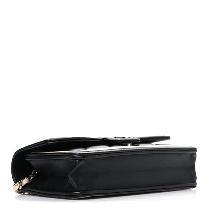 Lambskin Quilted Phone Holder Wallet With Chain Black Beige