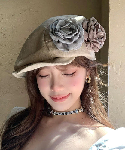 Beautiful Floral Cozy Cotton Beret Hat