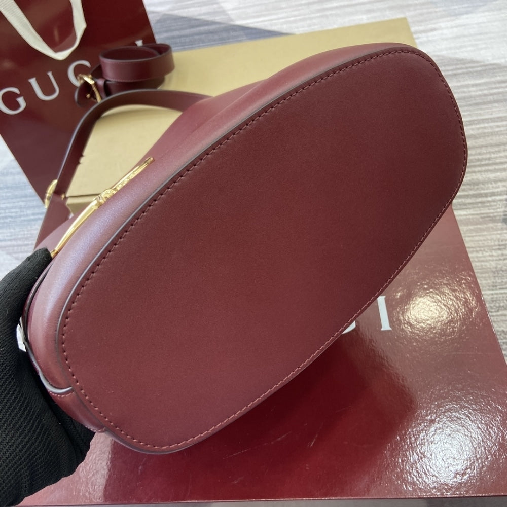 GUCCI 73 SMALL BUCKET BAG ROSSO ANCORA RED LEATHER 20CM 833665 AAEC2 6207