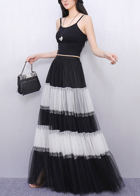 Boho Colorblock Exra Large Hem Patchwork Tulle Skirt Summer