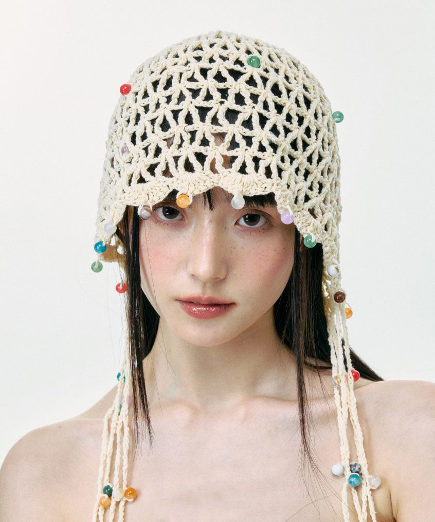 Handmade Ethnic Style Colorful Bead Tassel Hollow Boonie Hat