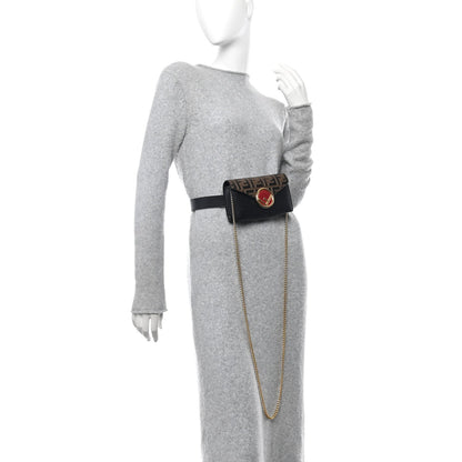 Vitello Liberty F is Fendi Bi-Color FF 1974 Embossed Envelope Belt Bag Maya Black