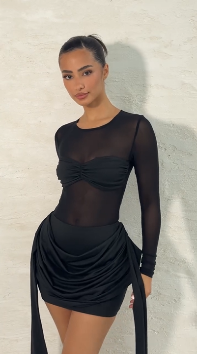 Sexy round Neck Slim-Fit See-through Dress