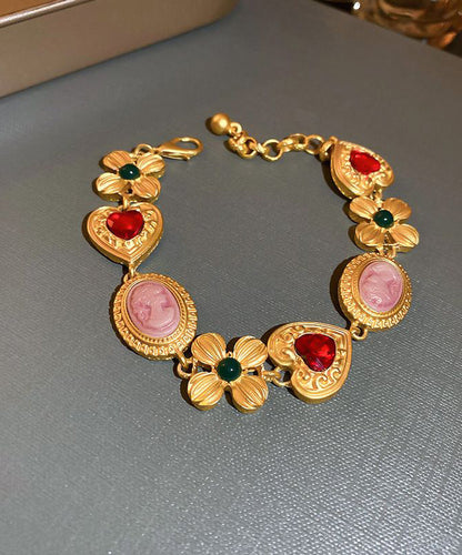 Boho Gold Alloy Zircon Floral Love Princess Necklace