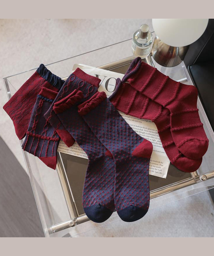 Autumn And Winter Women's Jacquard Mid Calf Socks