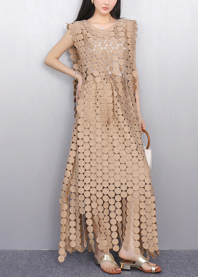 Elegant Champagne Hollow Out Lace Two Pieces Set Summer