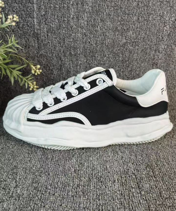 Women Versatile White Splicing Flat Shoes Cross Strap